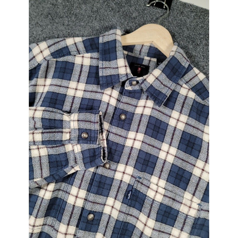 Vintage 90s Levi's Denim Button Down Shirt Mens Large Blue Terry Cloth Shadow